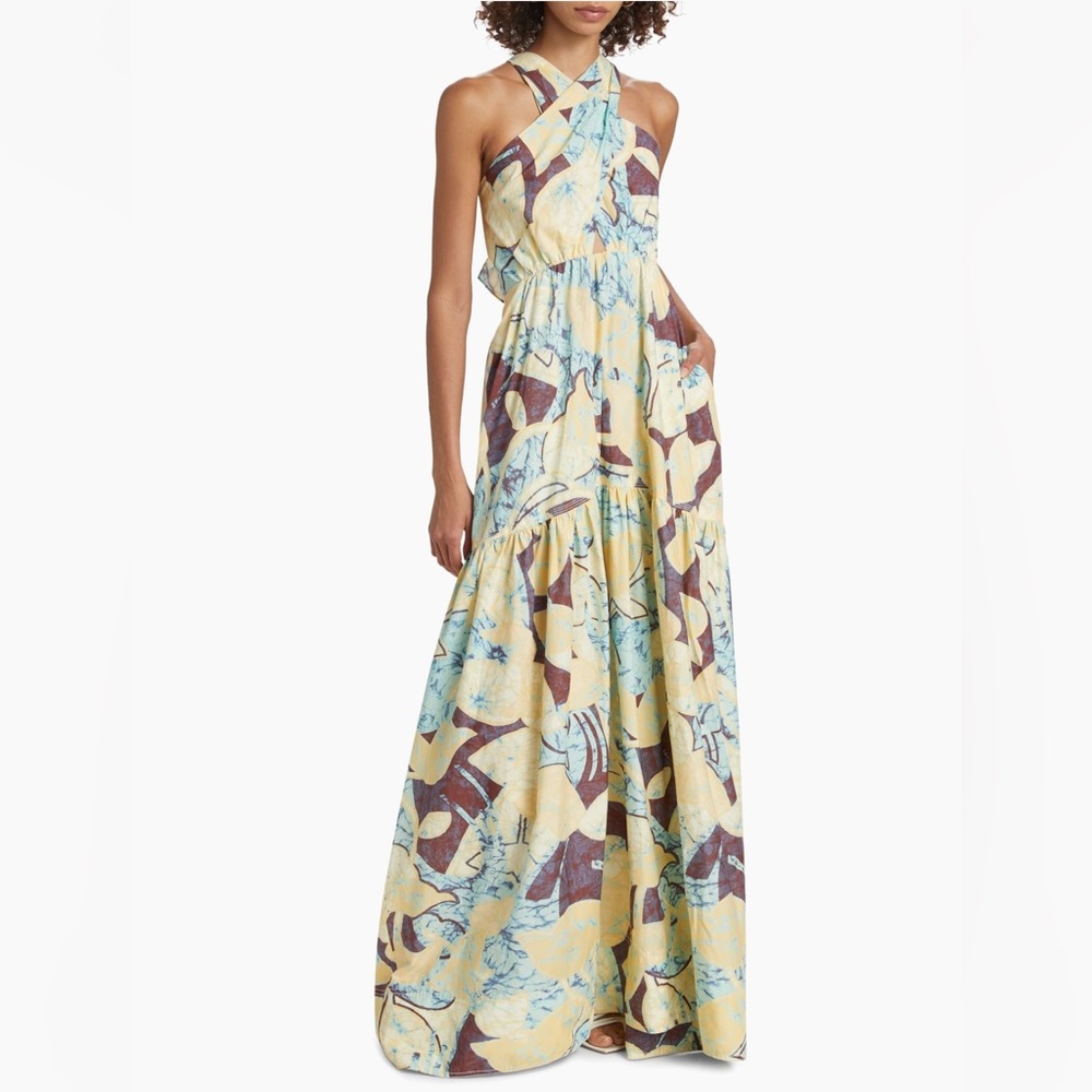 ALC Veronica Abstract Halter Maxi Dress